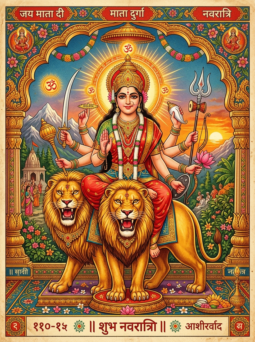 Maa Durga Wall Calendar Sacred Illustration